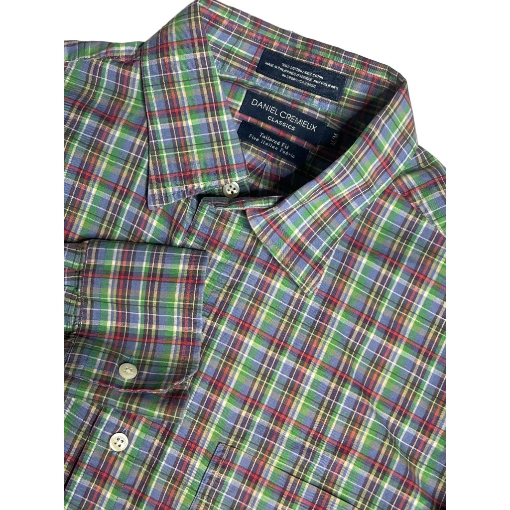 Daniel Cremieux Classics Tailored Fit Men;S Long Sleeve Plaid Medium Button Up S